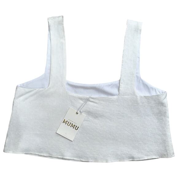 NWT Show Me Your MuMu Tara Crop Top in White Linen Size Large Retail $88 - Picture 6 of 7